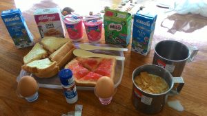 Thailand and Cambodia backpacking costs-Self improvised cost cutting breakfast in your own room